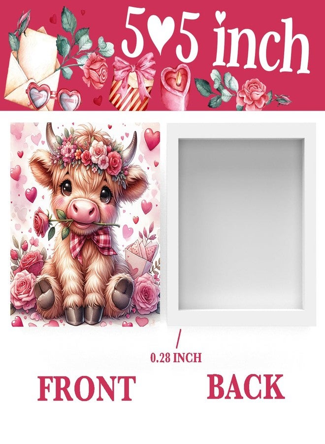 FXEFXE Valentines Day Decor Valentines Day Decorations Valentines Day Office Decor Valentines Day Table Decor Pink Valentines Day Decorations Highland Cow Gifts for Boyfriend Girlfriend, Wooden Decor Sign - Image 2